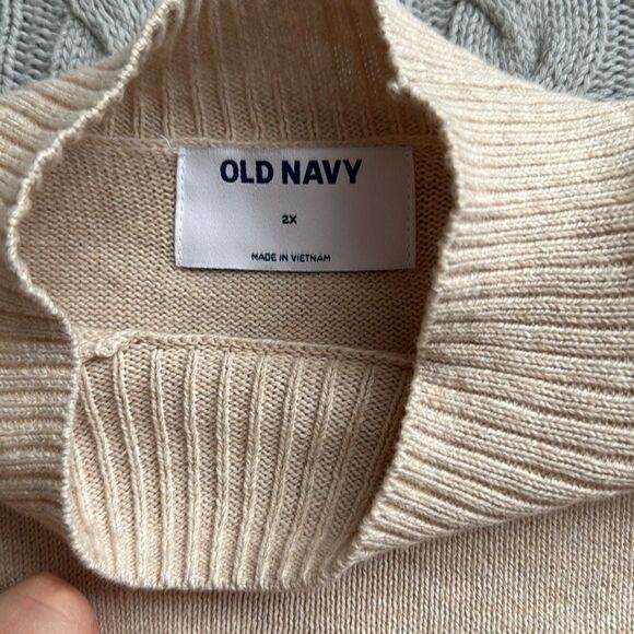 Old Navy Plus Size Beige Oatmeal Cotton Knitted Turtleneck Sweater - Picture 6 of 7